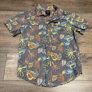 Wrangler Boys Tropical Print Gray Short Sleeve Button Down Shirt